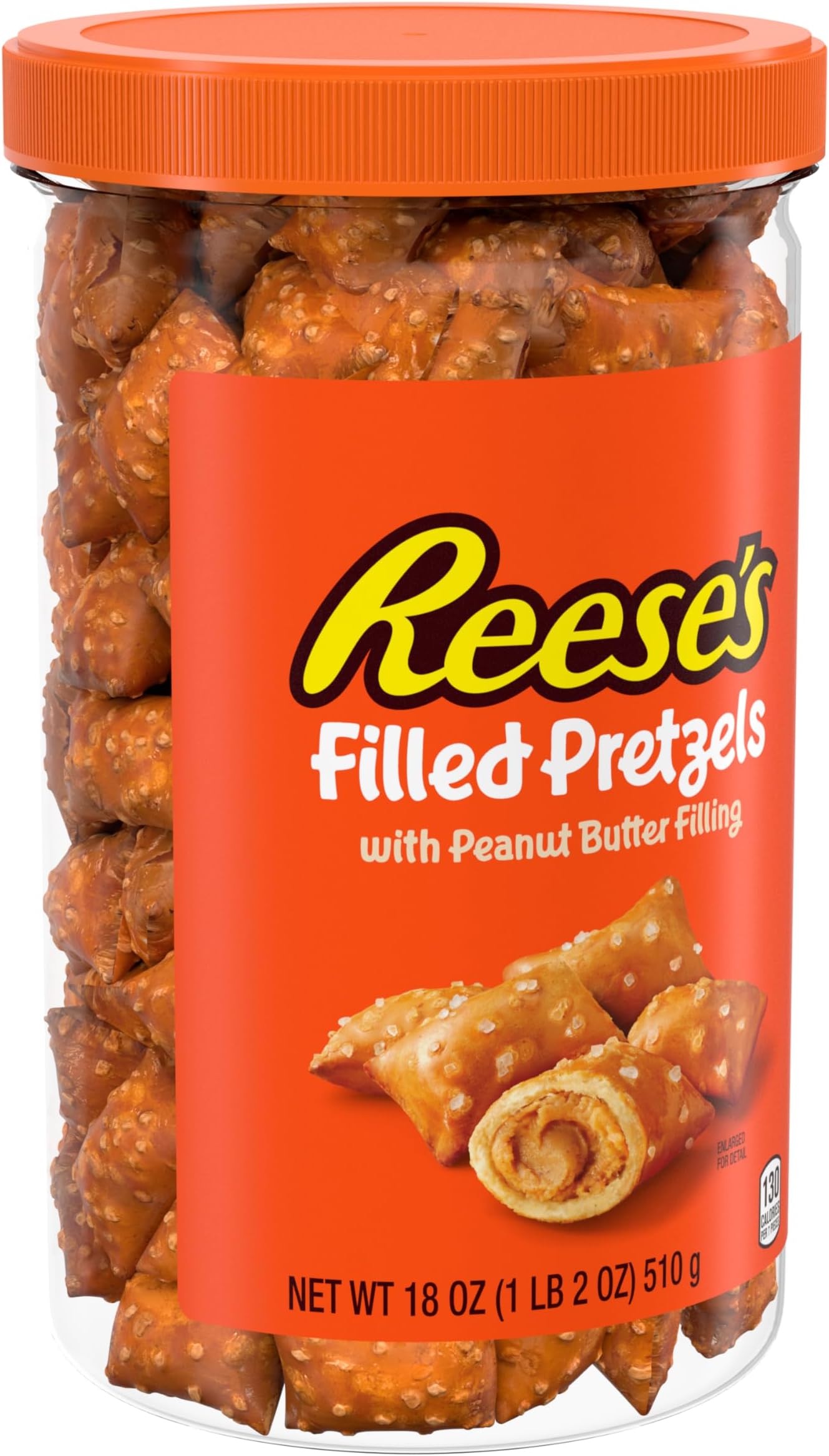 Filled Pretzels, Peanut Butter Pretzel Nuggets, Crunchy, Ready to Eat, Sweet and Salty Snack, 18oz Jar