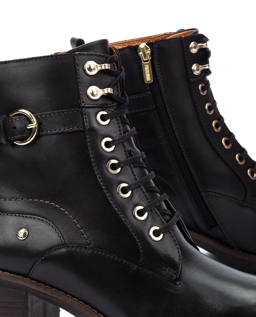 Pikolinos Llanes Stiefeletten mit Absatz Damen | Aus Leder | Schnür- und Reißverschluss | Hoher Absatz | EU-Größe 35–42