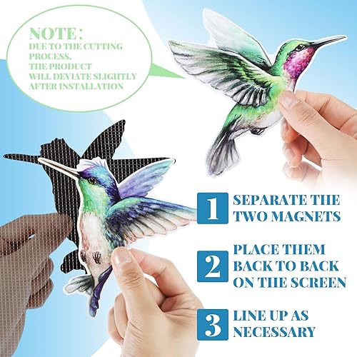 Miniatura 3 de Eersida 16 imanes de colibrí para puertas mosquiteras de doble cara, adhesivos magnéticos decorativos para ventanas, patios, puertas correderas,