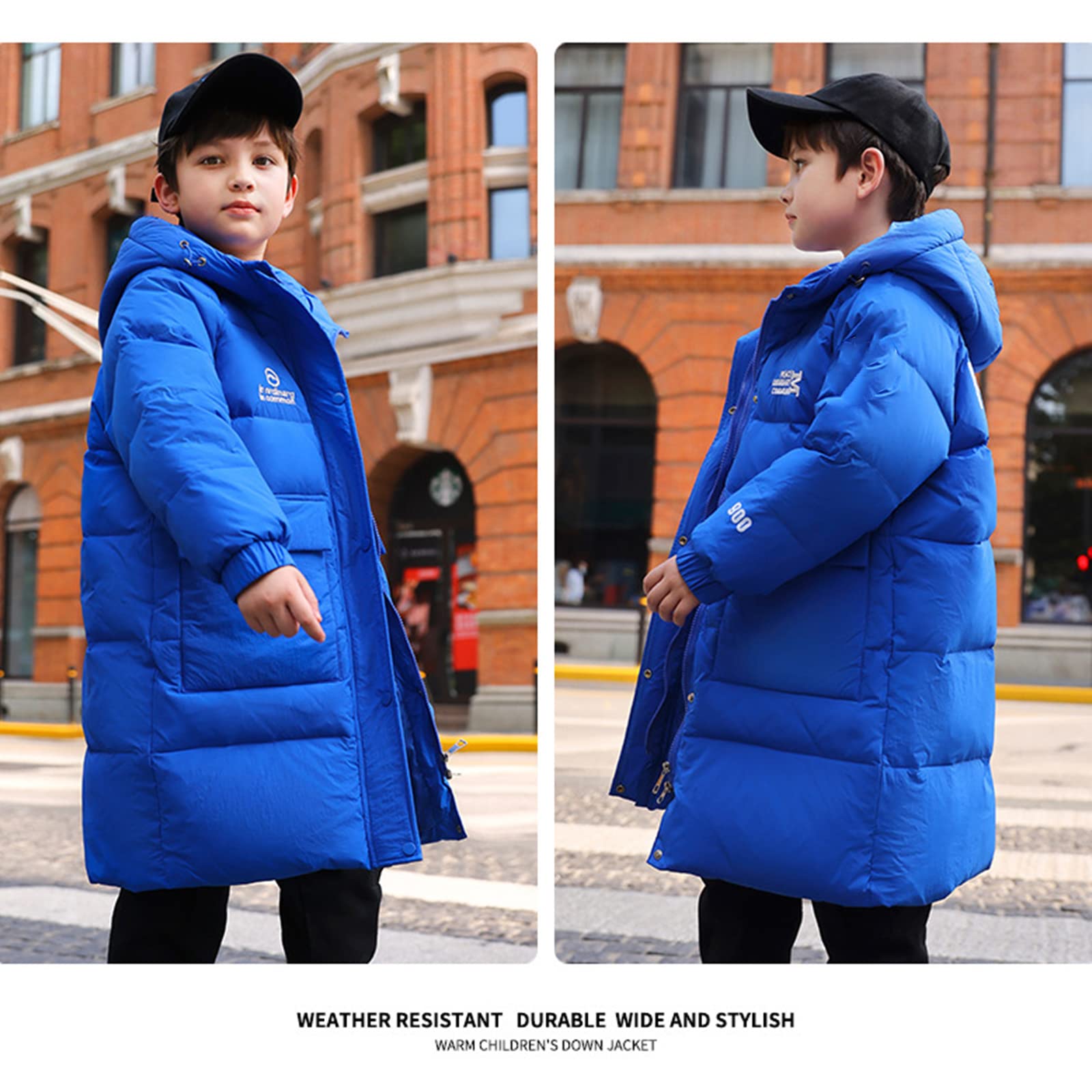 Abbigliamento per Bambini Piumino D'Anatra Bianco Ragazzi e Ragazze Vestiti Invernali Addensato Giacca Calda Anti-Freddo Antivento Grande Tasca,Green,9T(150CM)