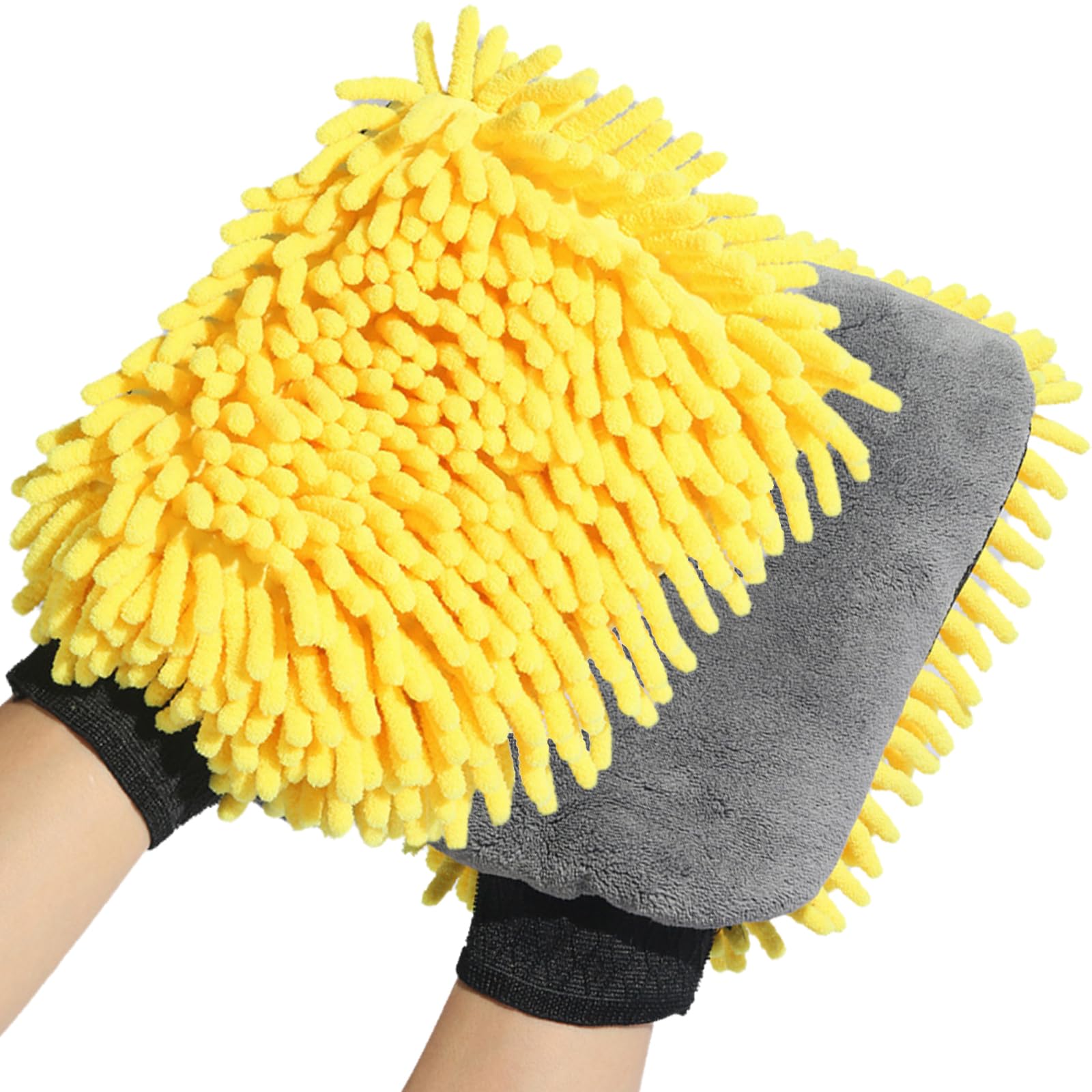 OKAYDA 1 par de luvas de lavagem de carro avançadas, luvas de lavagem de microfibra de