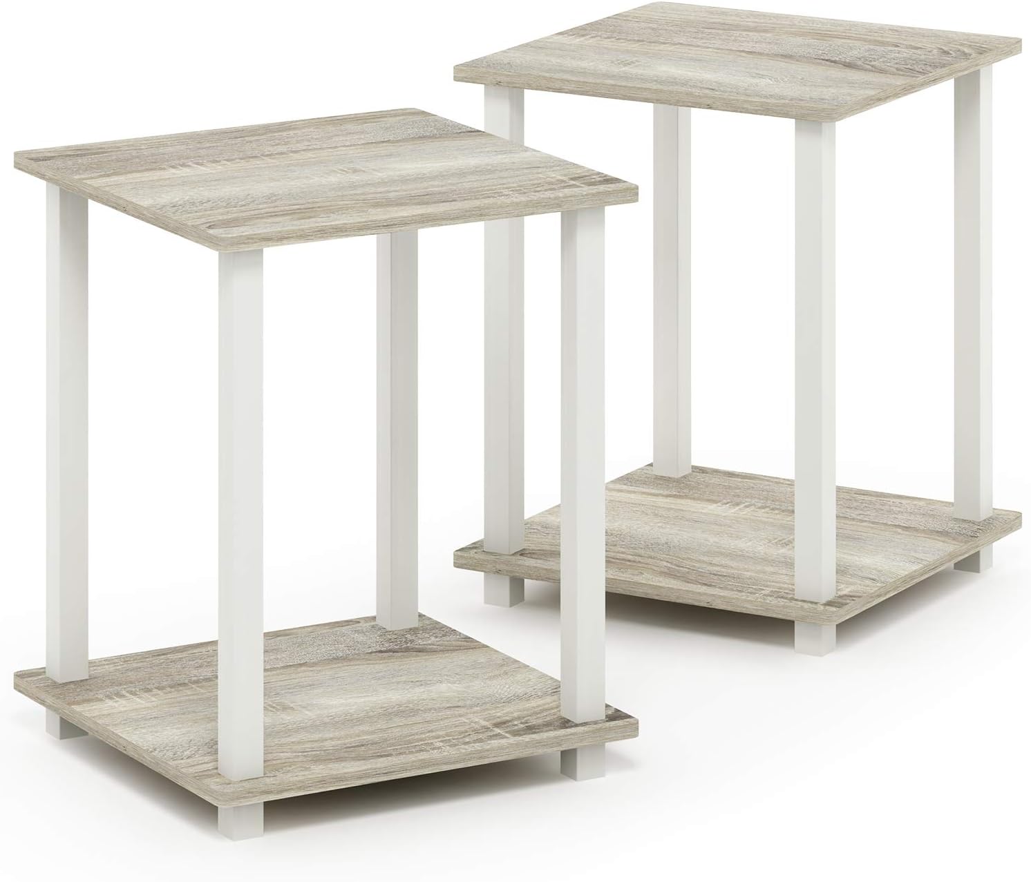 Furinno Simplistic Set of 2 End Table, Sonoma Oak/White