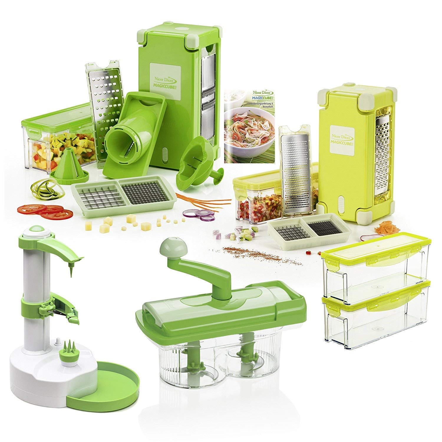 Nicer Dicer MAGICUBE 緑 Genius Nicer Dicer Magic Cube with Nicer Twist | 38 Pieces | Cut