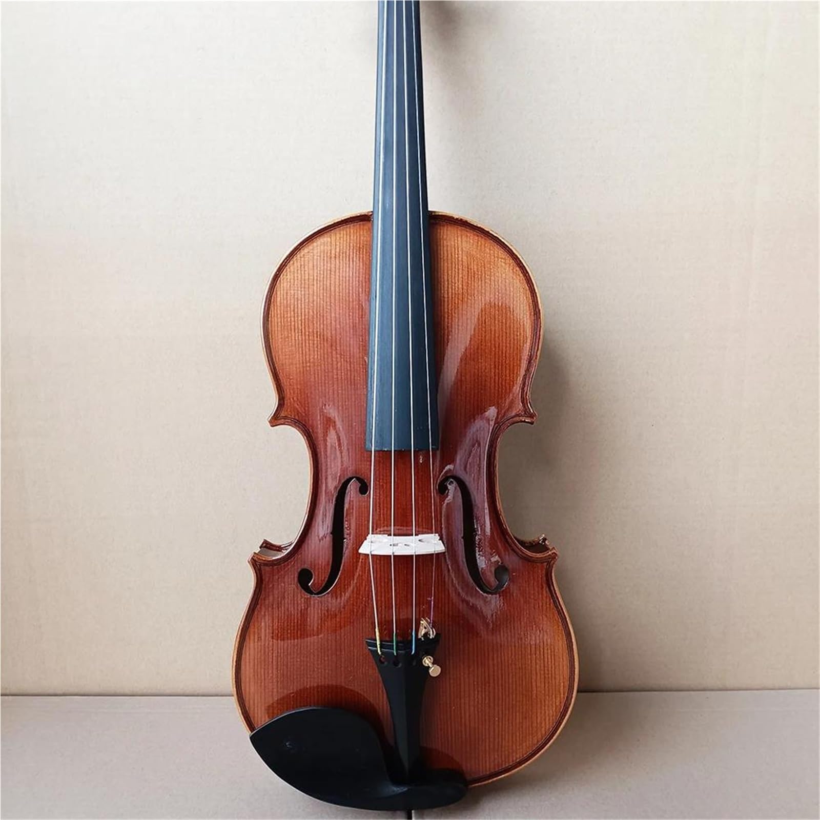 Conjunto De Violín Hecho A Mano Tamaño 4/4 Violín Principiantes | Arce natural con rayas de tigre; Estuche incluido