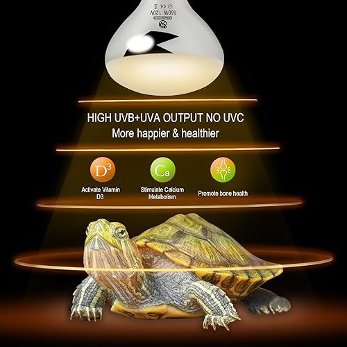 Miniatura 3 de REPTI HOME Lámpara de calor para reptiles UVA UVB, bombilla de vapor de espectro completo de 160 W, luz de reptil UVB mejorada que simula la luz