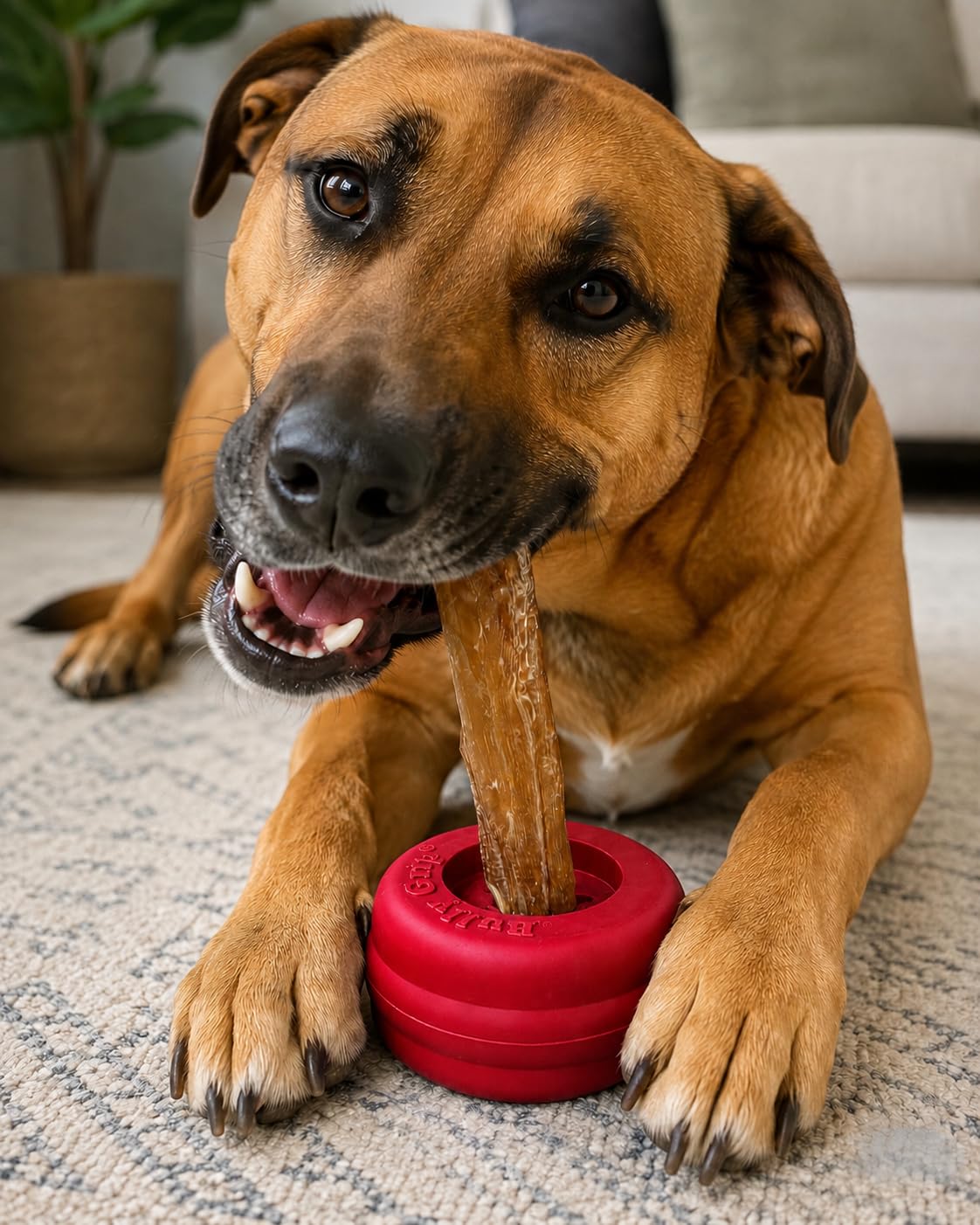 Bully Stick Halter für Hunde - Große Größe - Interaktives Hundespielzeug, Hundeleckerli-Halter, Slow Feeder, Leckerli-Spender, Kauspielzeug und Hundesicherheitsvorrichtung