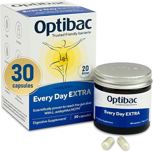 Optibac Probiotics Every Day Extra - Suplemento probiótico digestivo vegano de alta resistencia con 20 mil millones de cultivos bacterianos - 30