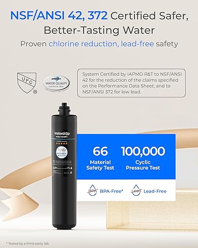 Miniatura 4 de Waterdrop RF15 Cartucho de filtro de repuesto para filtro de agua debajo del fregadero de 15UA/15UB/15UC, reduce PFOA/PFOS, PFAS, plomo, cloro, mal