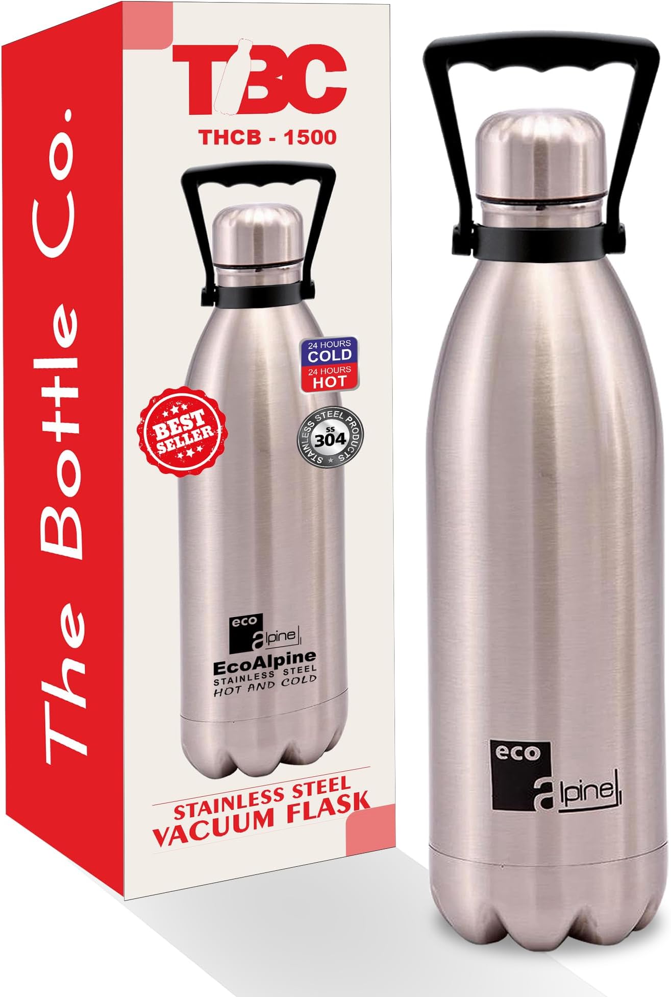The Bottle Co. Stainless Steel Water Bottle Hot and Cold | Thermosteel Bottle Insulated Water Bottles | Steel Water Bottle (1500ml)