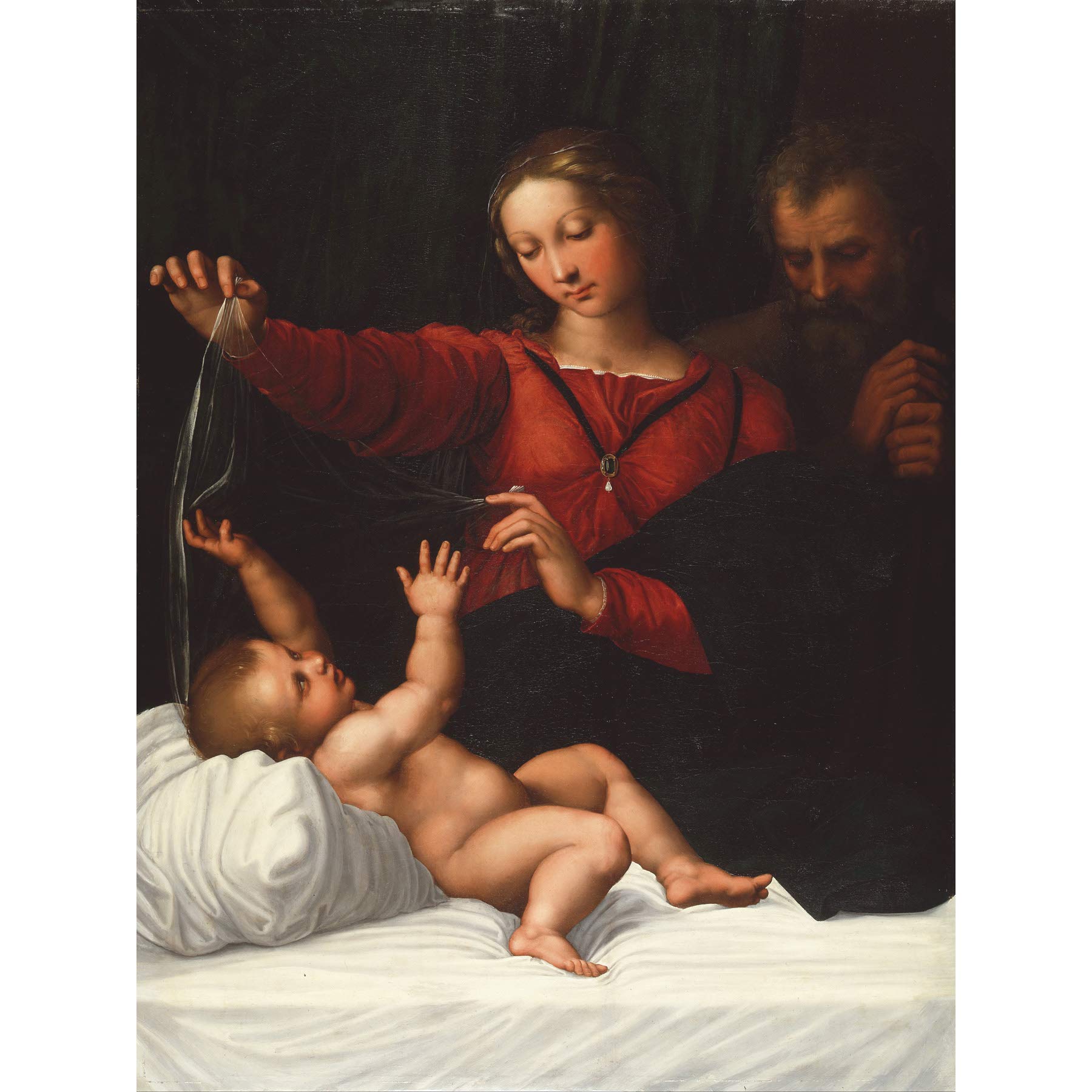 Raphael Workshop The Holy Family Kunstdruck auf Leinwand, groß, Premium-Poster