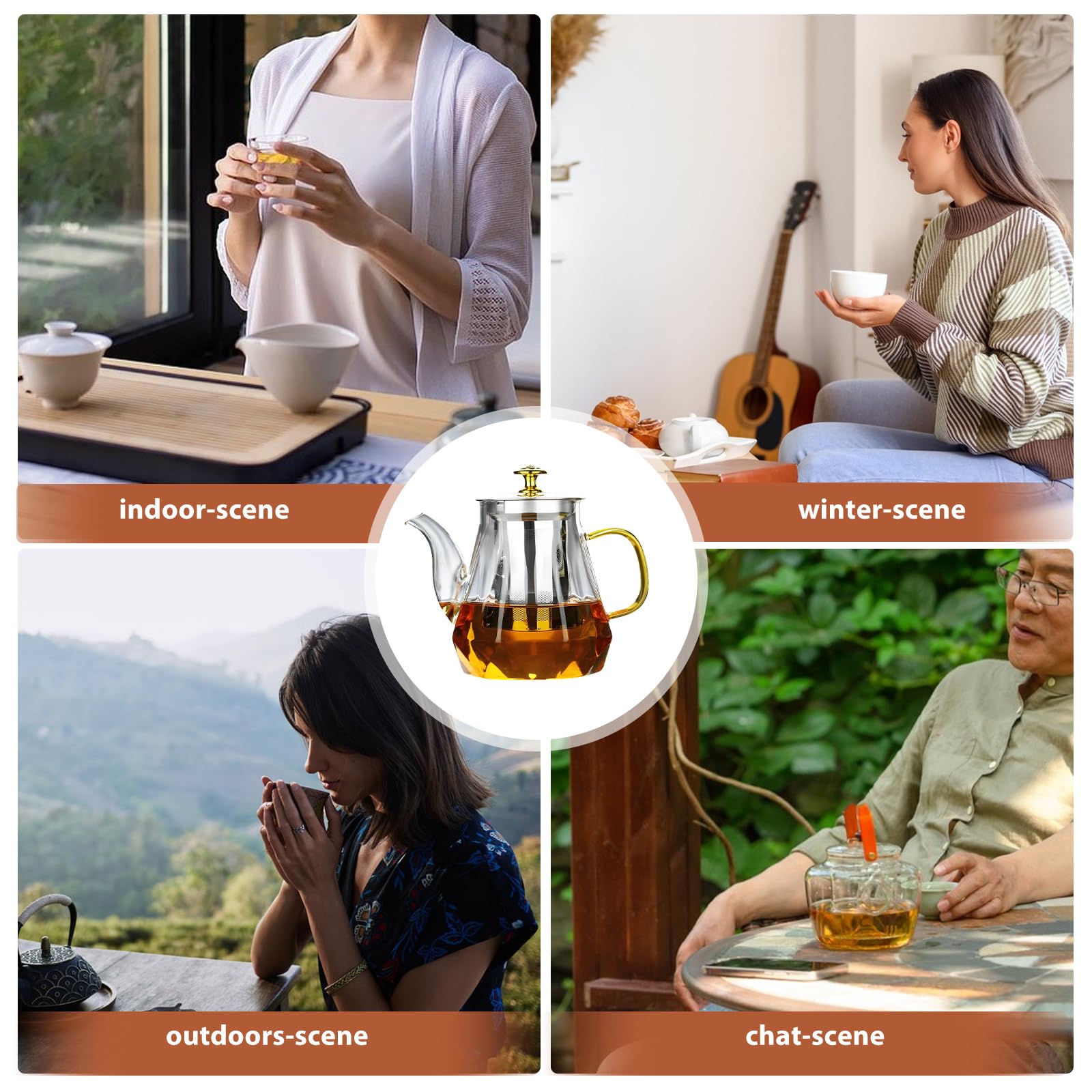 Teiera in vetro con colino, teiera in vetro, 1000 ml, teiera con filtro in vetro, resistente al calore, senza gocciolamento, per tè nero, tè verde, tè alla frutta profumata