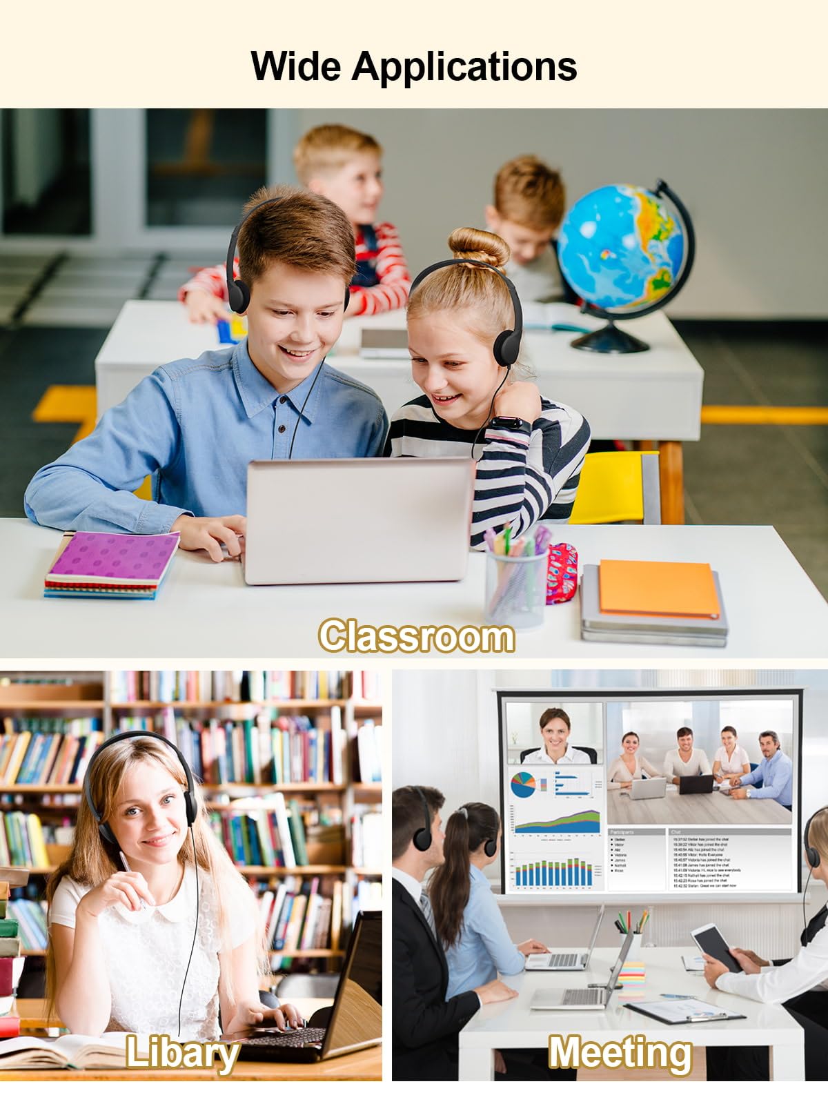 25 sztuk słuchawek luzem do szkoły, przewodowe słuchawki studenckie do klasy z regulowaną opaską na głowę zestaw klasowy zestawy słuchawkowe pakowane pojedynczo (czarne)