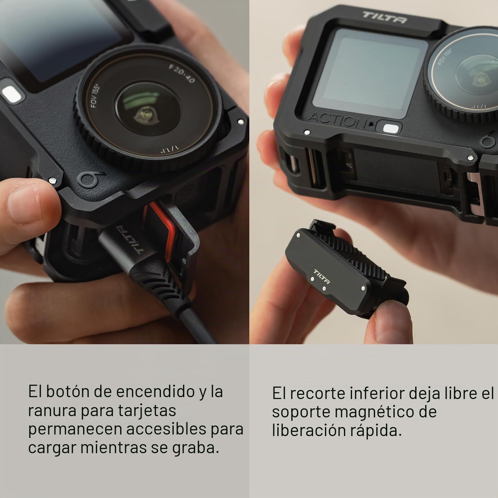 Tilta Jaula Action 6, Kit Básico de Jaula para Cámara Compatible con dji Osmo Action 6 con Placa Base de Montaje de Liberación Rápida - Negro TA-T95-A-B