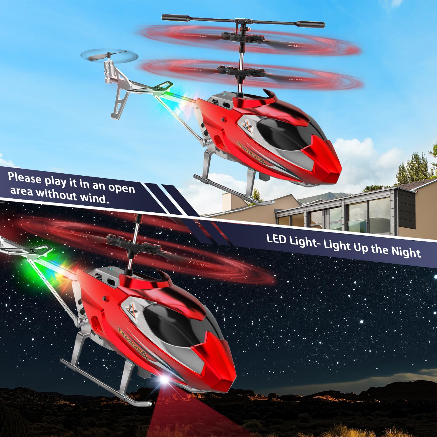 TERRAMUS Helicóptero para niños, helicópteros con giroscopio, Juguete de Interior de avión, Velocidad Alta y Baja, Regalo para niños y Adultos Principiantes