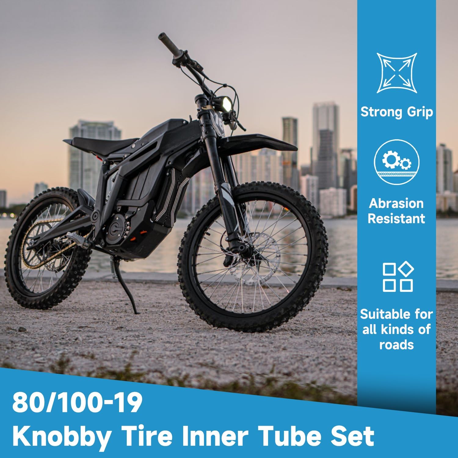 EOPOAYI 80/100-19 Dirt Bike Tire & 2.75/3.00-19 Inner Tube Replacement for Surron Light Bee X LBX L1E Sur Ron UltraBee Electric Dirt Bike Segway X260 Talaria Sting MX 8000W 60V 40AH eRide Pro E-Bike