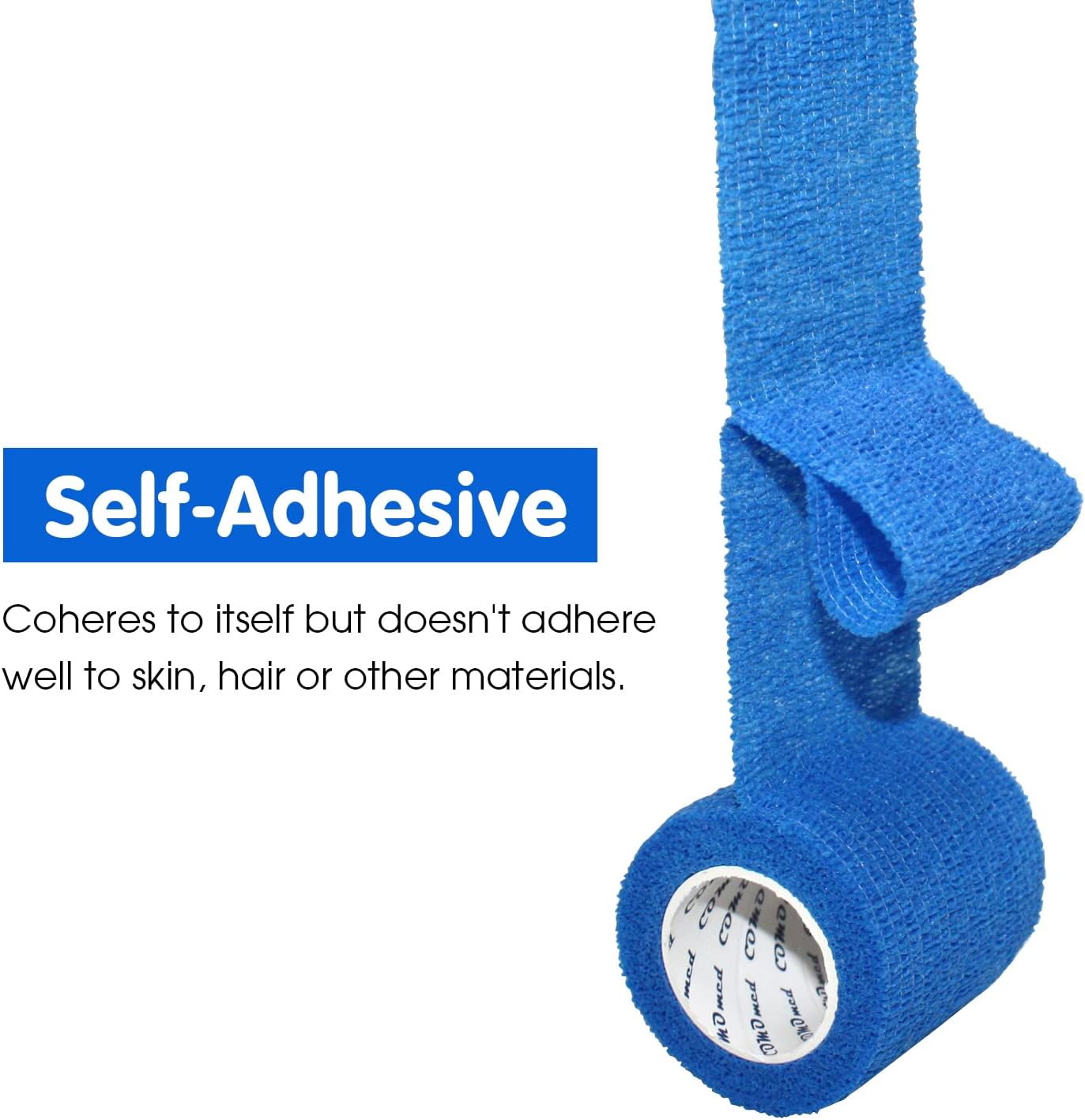 Self Adherent Cohesive Bandage 2"x5 Yards First Aid Bandages Stretch Sport Athletic Wrap Vet Tape for Wrist Ankle Sprain and Swelling,Blue(24 Rolls)