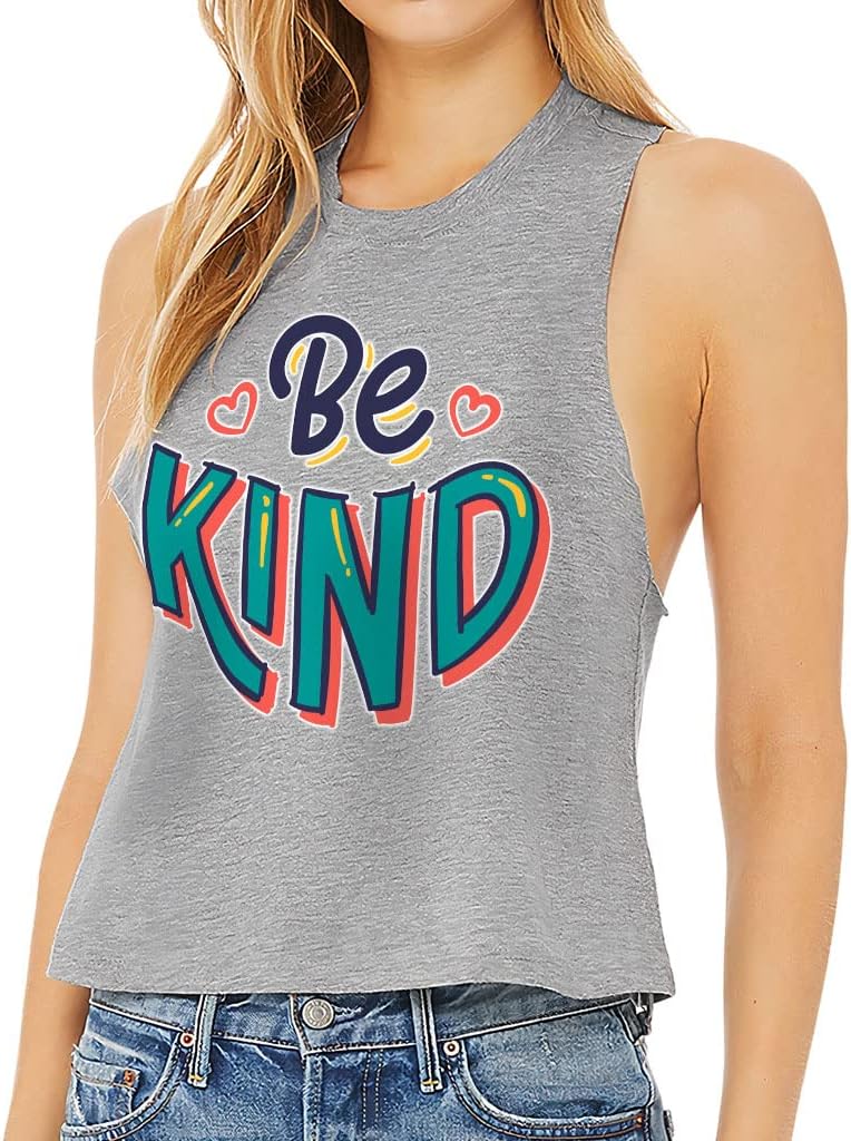 Be Kind Racerback Cropped Tank - Word Art Women's Tank - Cute Tank Top