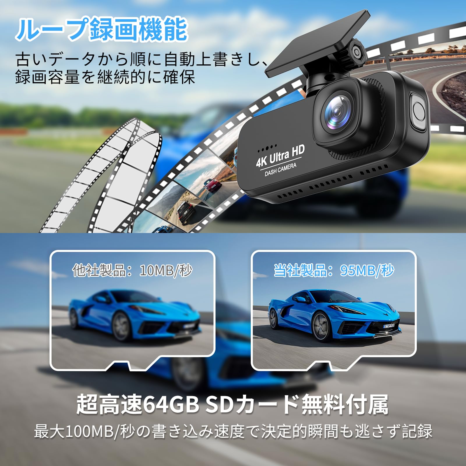 Amazon.co.jp: ドライブレコーダー ドラレコ 前後カメラ 4K UHD 800万