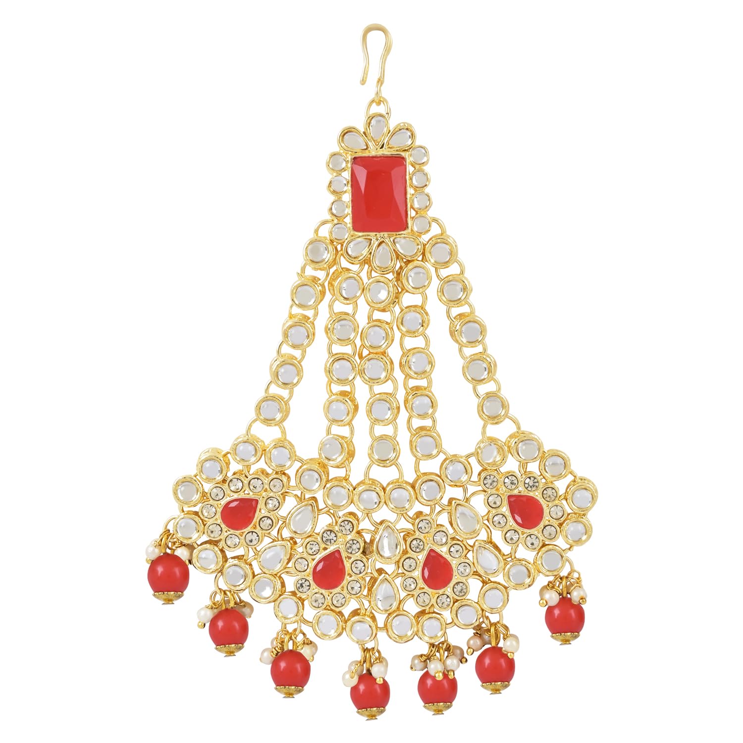 I Jewels Gold Plated Mughal Pearl Drop Kundan Jhumar Passa/Jhoomar Maang Tikka for Women (T2047R) (B0CNPYBNHH) Amazon Price History, Amazon Price Tracker
