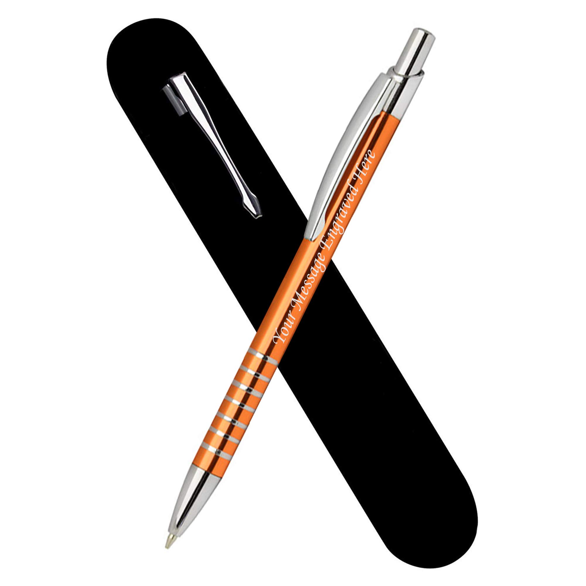 Paul Clover Personalised Engraved Ballpoint Pen, Personalised Gifts For Men and Women - Enter Your Custom Engraving (Orange)