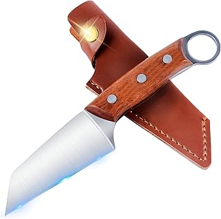 Fixed Blade Knife - 8.5 inch Carbon Steel Knife with Leather Sheath-Wooden Handle Bushcraft Knife-Outdoor Full Tang Knife- Useful Knives-Survival Tactical Camping Knife-Utility Knife - HL zhujiabao