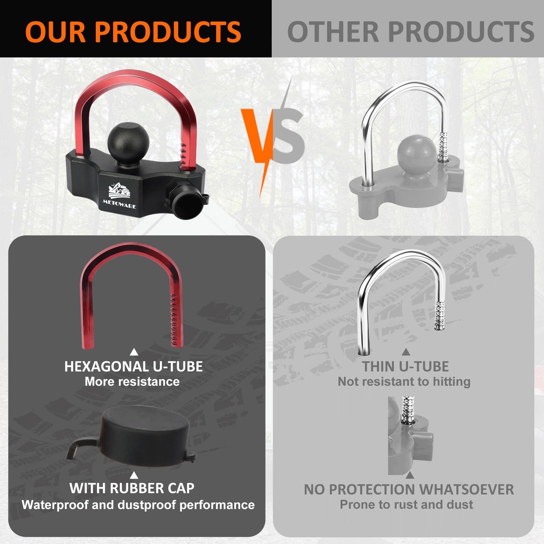 Snapklik.com : METOWARE Universal Trailer Hitch Locks, Adjustable Heavy ...