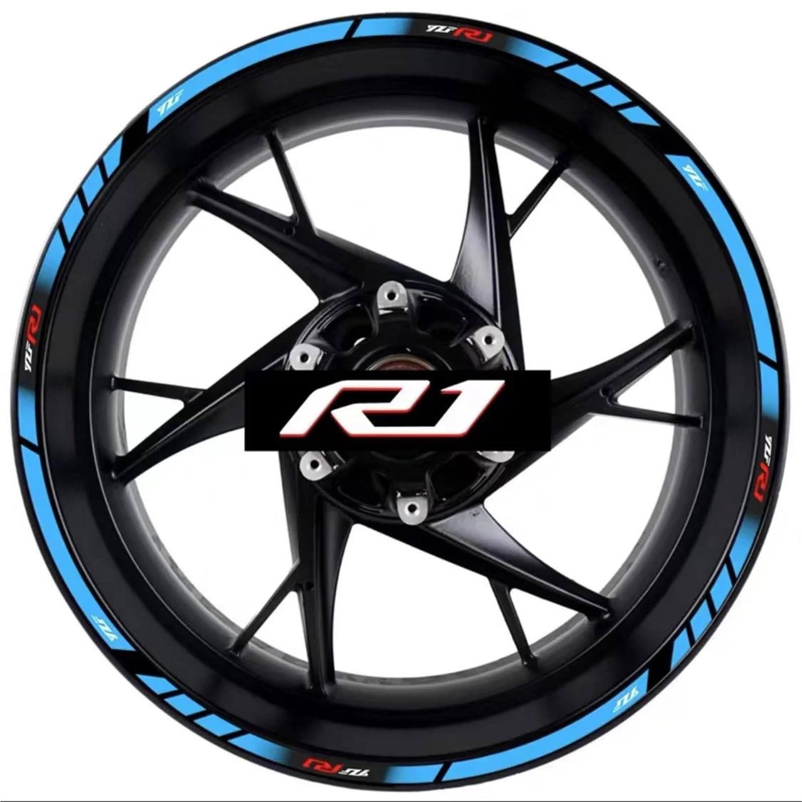 Motorcycle Decal Set Decorative Wheel Hub YZF R1 Rim Reflective Waterproof Sticker for Yamaha YZFR1(Color7)