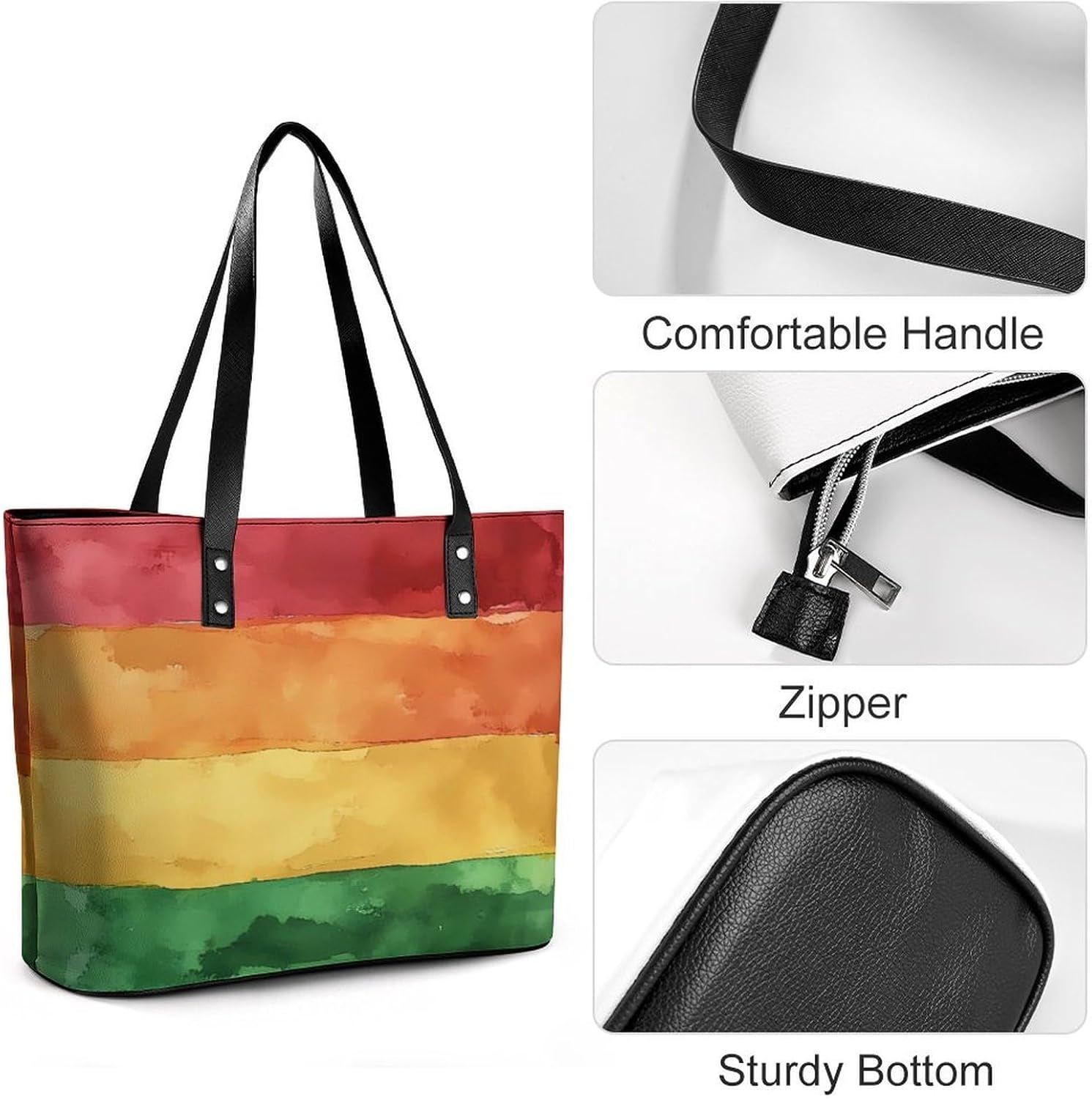 Watercolor LGBT Rainbow Flag Women's Satchel Handbags Tote Shoulder Bag Purses for Travel Shopping Work