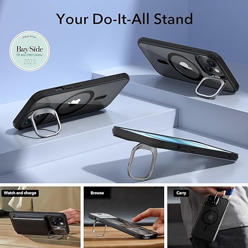Miniatura 6 de ESR Funda para iPhone 15, compatible con MagSafe, funda protectora de grado militar, funda para teléfono con soporte integrado, cubierta trasera