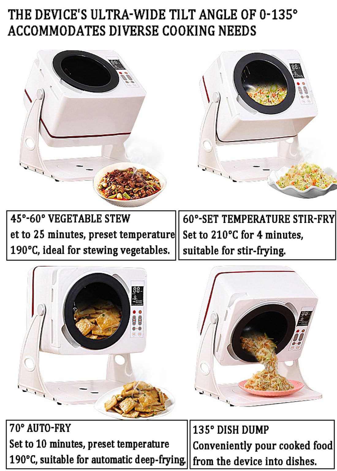 Robot de Cocina Multifunción,Potencia 2500W,15-30 RPM,Inclinación 0°-135°,Temperatura 50-240°C,distribución Uniforme del Calor,Equipo Gastronómico 6L para Food Trucks y Eventos‌