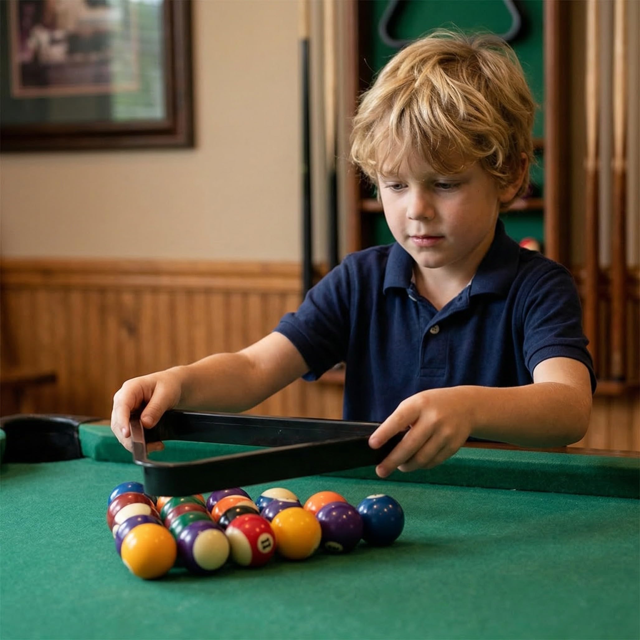 TOYANDONA Triangolo per Biliardo Robusto in Plastica Nero per Organizzare Palline da Pool e Biliardo, per Sala Giochi e Centro Comunitario