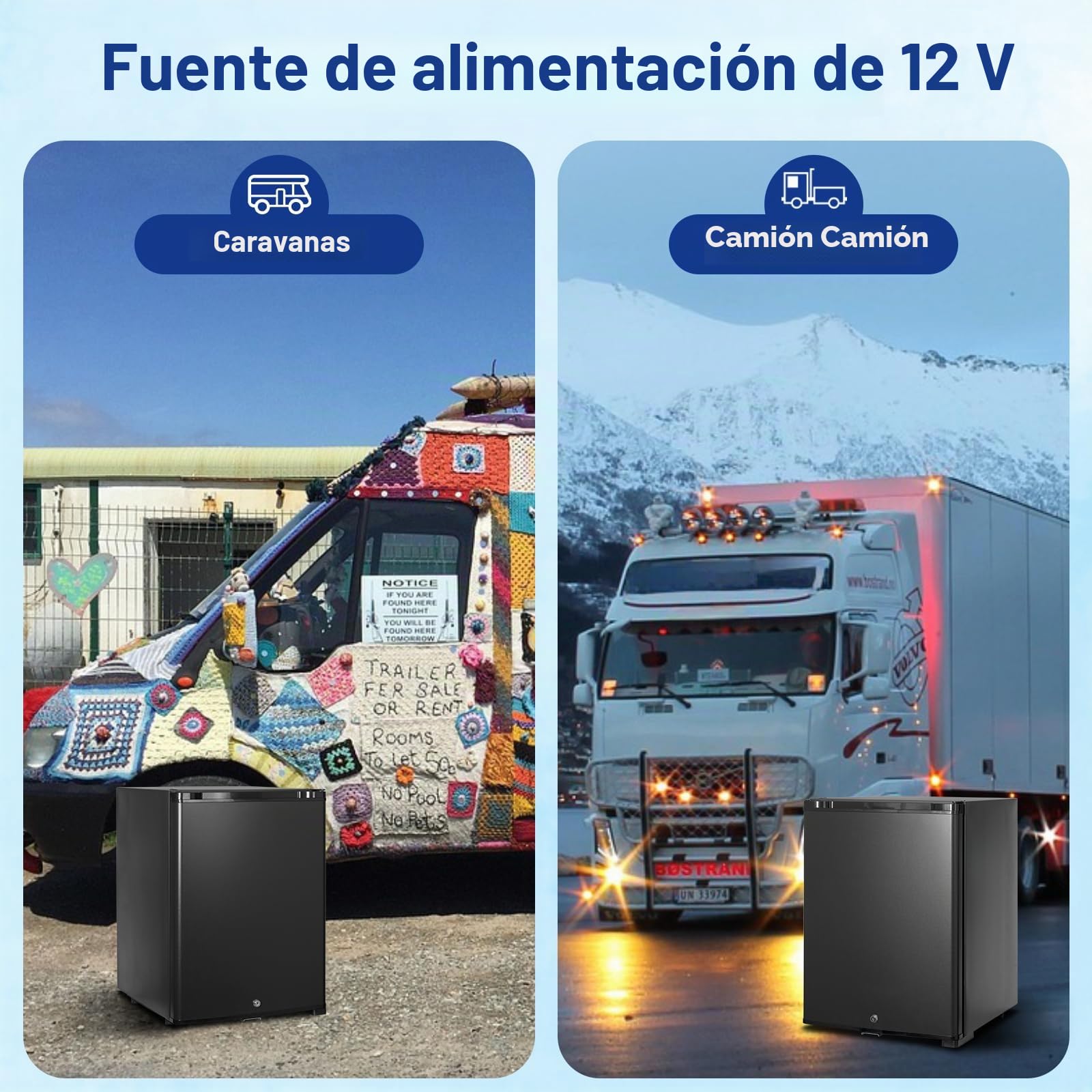 Smad Nevera 12v 40l, Nevera 12v Camper, Nevera 12v y 220v para Furgoneta Camper, Frigorifico 12v Caravana 40l, Frigorífico de Camping, 0dB Sin Ruido, Puerta Reversible