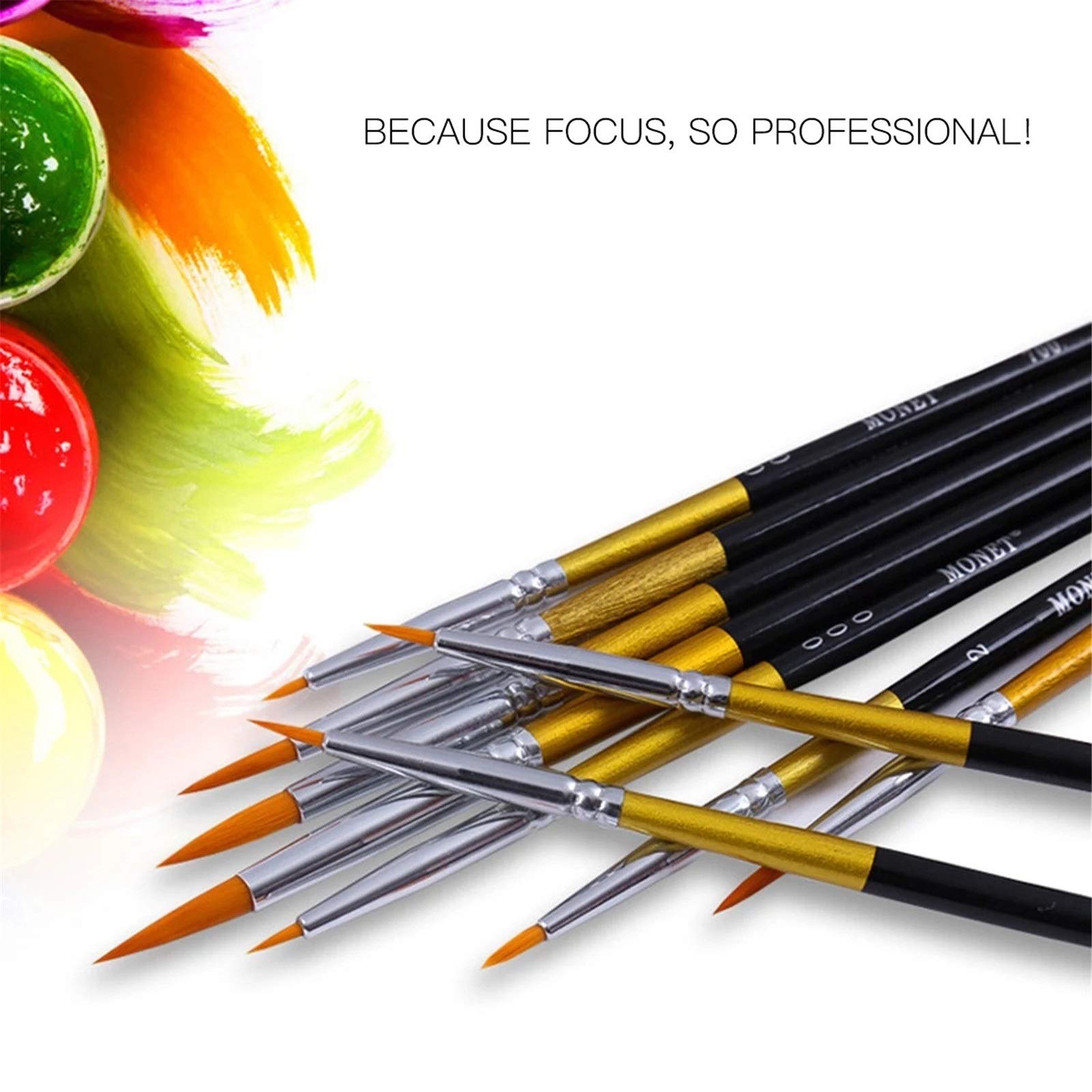 Set di Pennelli 9pcs Dettaglio Pennelli Set acquerelli acrilici per Principianti e Professionisti