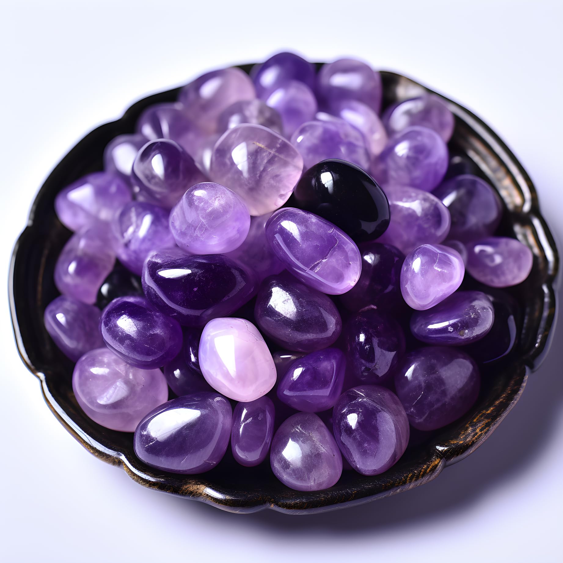 SigMntun Polished Amethyst Crystals, Rounded - 72 pcs Handpicked Gemstones for Healing Reiki Chakra Meditation Energy Balancing Therapy and Home Decoration