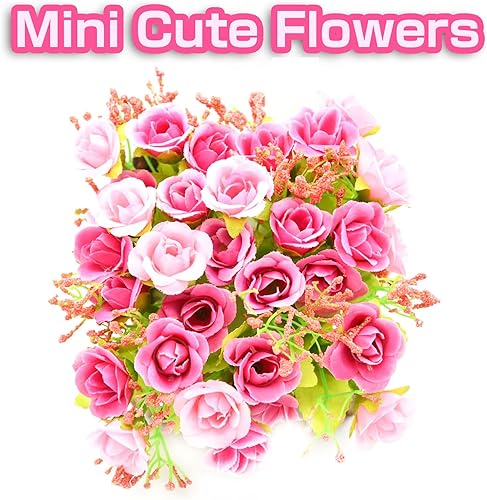 Miniatura 2 de BEADY Mini diamante rosa artificial planta de casa flor artificial fotocatalizador verde falso decoración del hogar regalo celebración flor valla