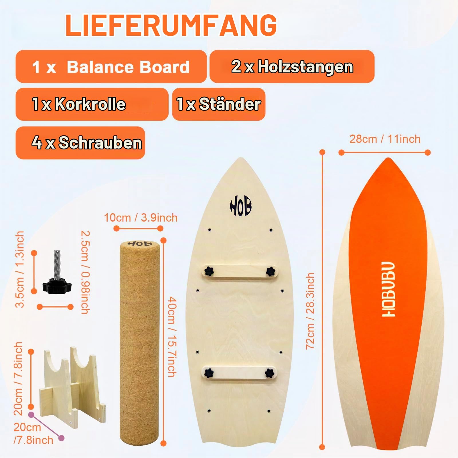 Balance Boards für Indoor- und Outdoor-Training, Holz-Balance Board mit Korkwalze und verstellbaren Sperren, geeignet für Anfänger und Experten | Erwachsene und Jugendliche