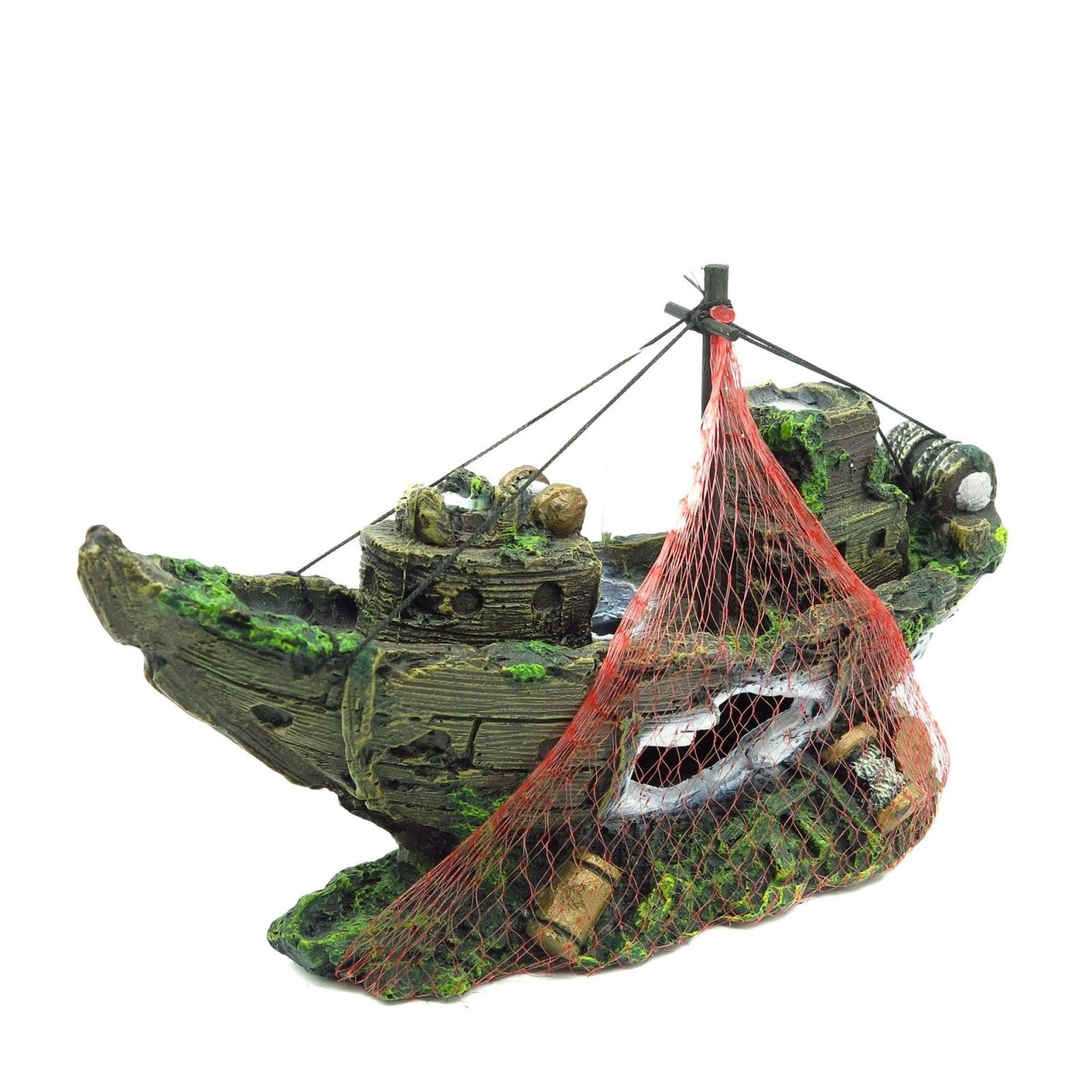 Aquascaping - Simulation de bateau en résine - 24,5 cm - Décoration pour aquarium
