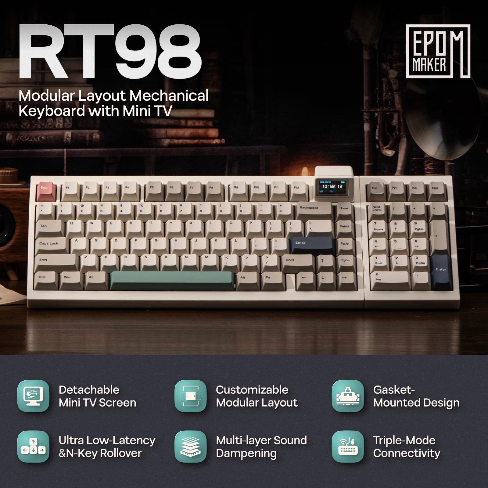 Amazon.com: EPOMAKER RT98 Creative Modular Retro Gaming Keyboard w