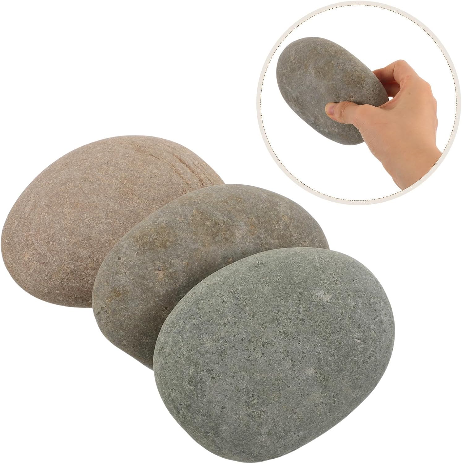 3pcs Flat Painting Stones for DIY Rock Art Supplies, 5 to 6 Inch