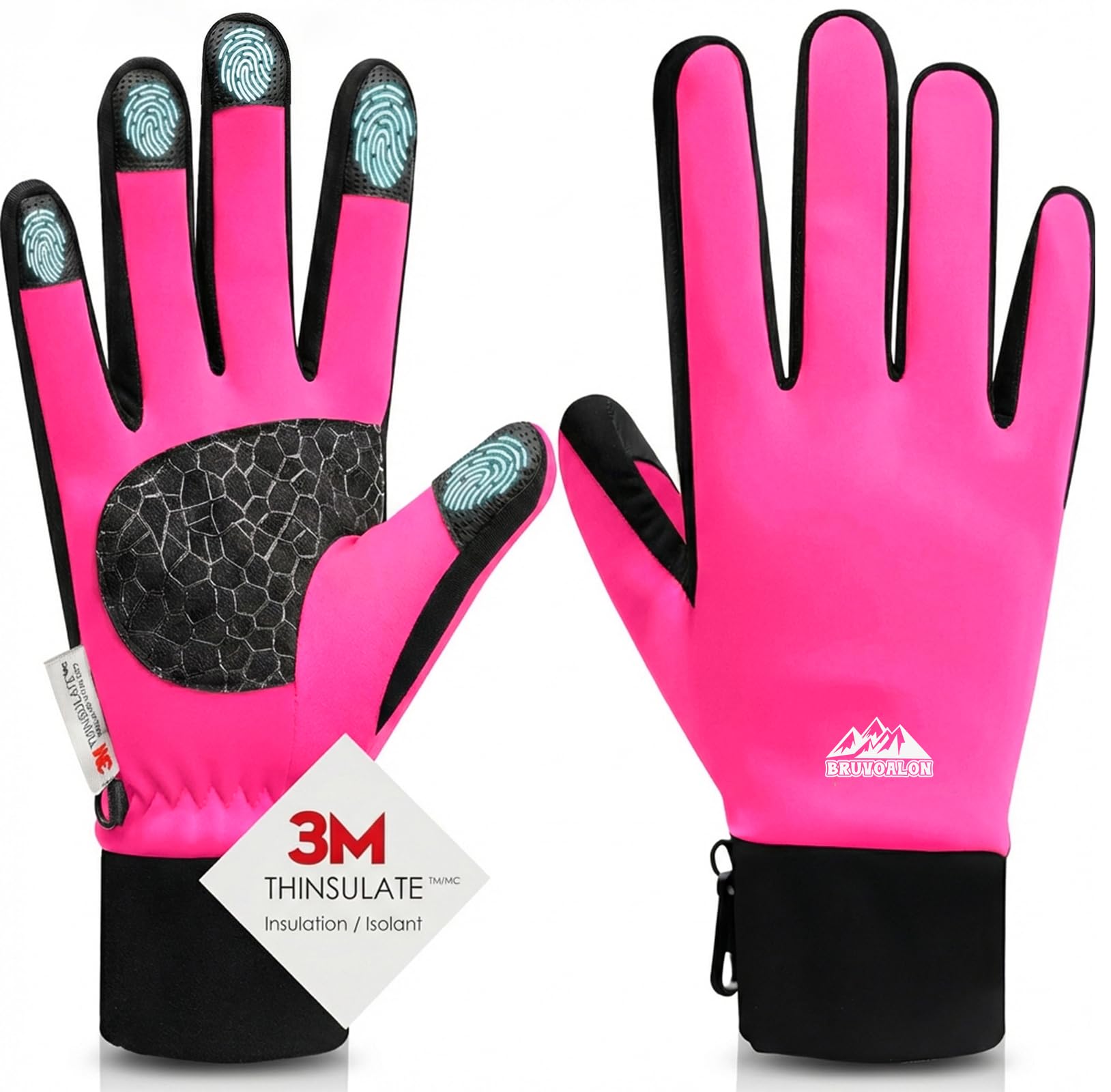 Bruvoalon Winter Gloves for Women &amp; Men, 3M Thermal Insulation, Lycra Fabric, Touchscreen, Anti-Slip