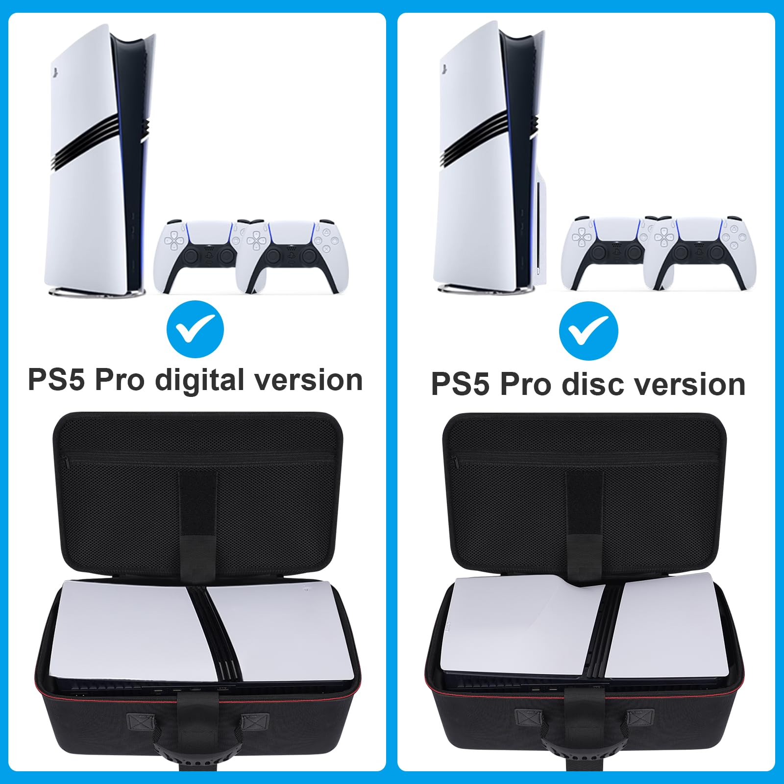 Funda de Transporte rígida Compatible con PS5 Pro 2024, Bolsa de Viaje Protectora para Consola PlayStation 5 Pro Disc o edición Digital, Controladores DualSense, Soporte Vertical y Accesorios