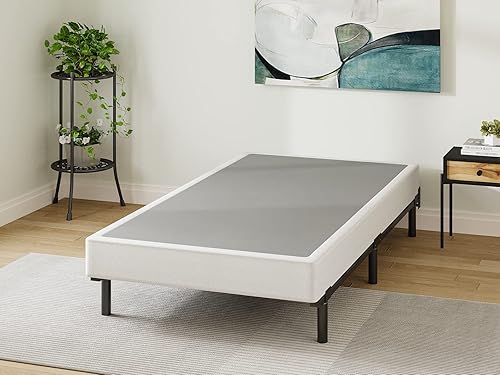 Miniatura 8 de Muelle de caja individual XL de perfil bajo de 5 pulgadas, solo somier de metal resistente XL con cubierta de tela, fácil montaje, antideslizante,