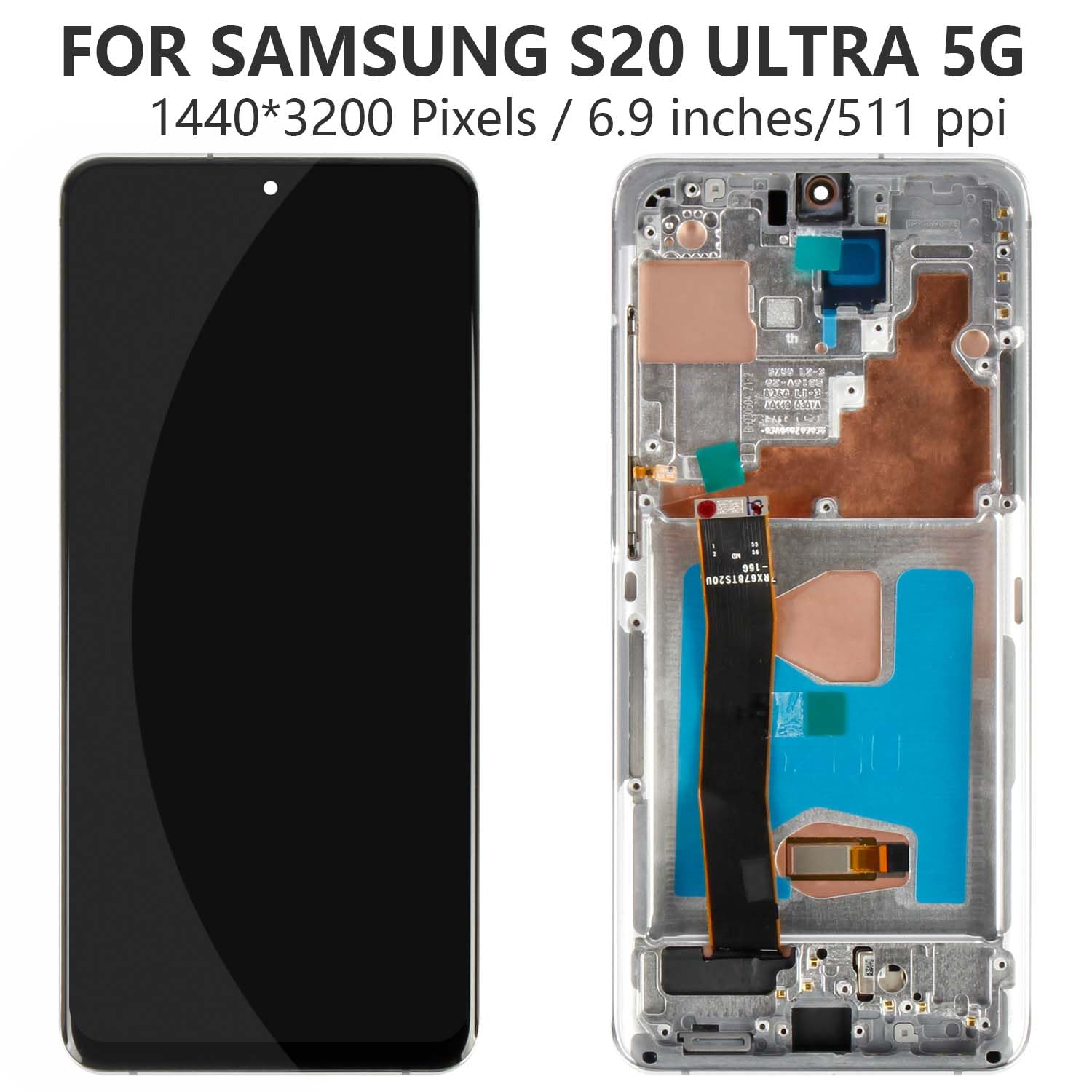 Schermo OLED per Samsung Galaxy S20 Ultra 5G di ricambio con cornice per Samsung S20 Ultra G988 SM-G988B G988U Display LCD Digitizer Touch Screen Assembly (nero cosmico con funzione di impronte
