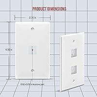 Vista 2 de ENERLITES Placa Keystone RJ45 de 1 puerto compatible con Cat7 Cat6 Cat5, para módulos multimedia de voz, datos y audio/video, 1 banda 4.50 x 2.76