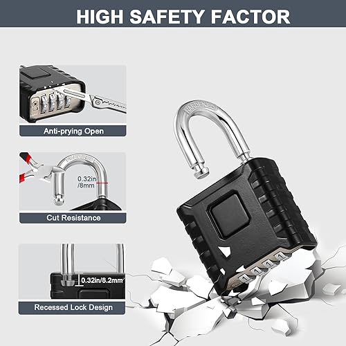 Miniatura 2 de ZHEGE Candado de combinación resistente al aire libre, 4 dígitos grande resistente a la intemperie, alta seguridad y diseño de contraseña oculta,