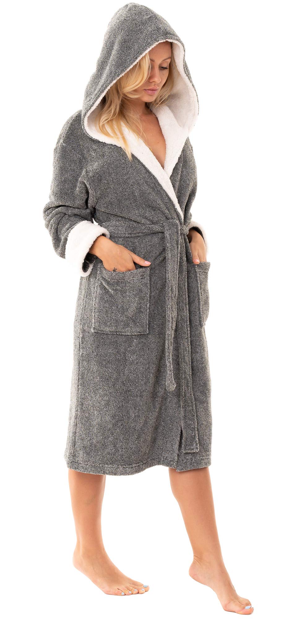 Women's Soft Fleece Hooded Bathrobe