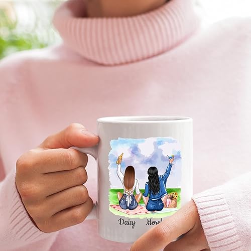 Vista 81 de Taza de café blanca de 2 mejores amigos, 11 onzas, 15 onzas, taza de amistad personalizada para mujeres, mejor amiga, mejor amiga, hermana, hermana