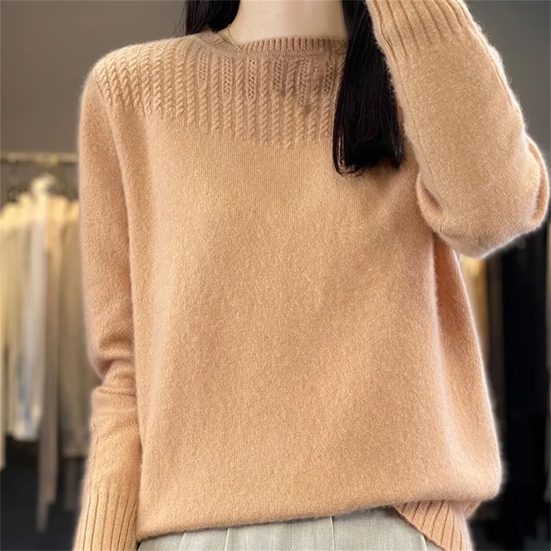 Maglione Autunno E Inverno da Donna in Lana con Collo A O in Tinta Unita Maglione Lavorato A Maglia Caldo Allentato