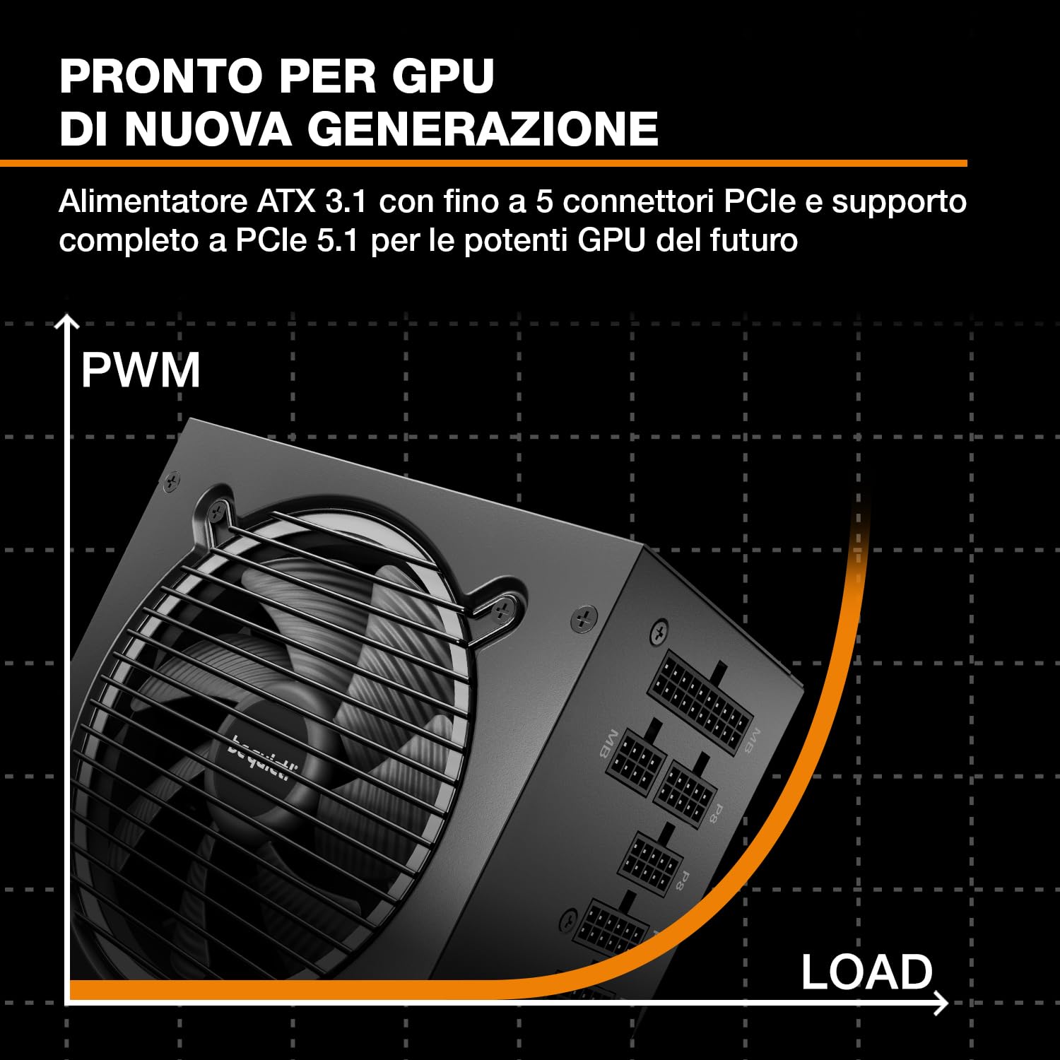 be quiet! Pure Power 13 M 850W alimentatore, efficienza 80 PLUS® Gold, alimentatore ATX 3.1 con supporto per GPU PCIe 5.1, ventola be quiet! semi-passiva da 120 mm, tecnologia LLC, singola linea