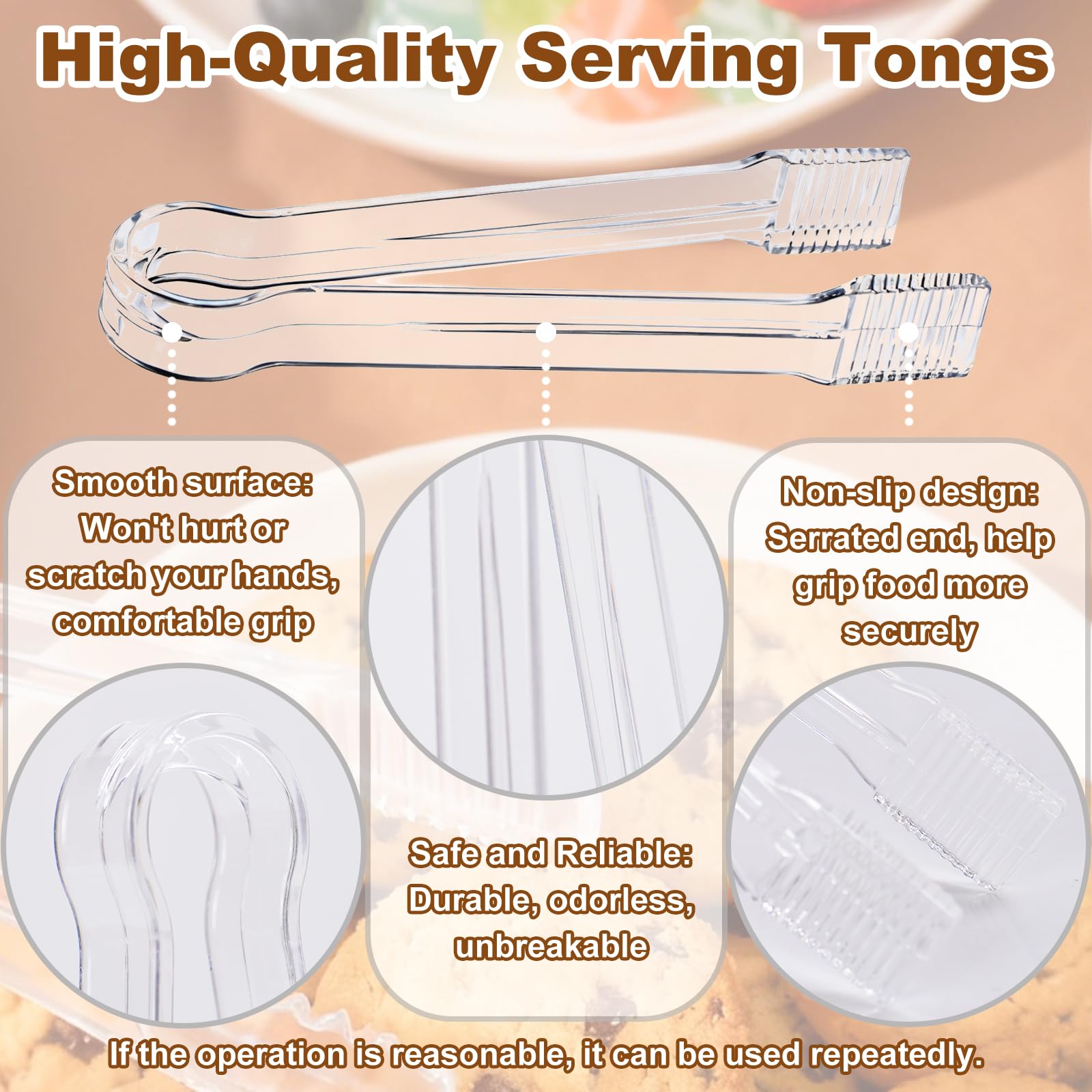 Disposable Serving Tongs - 10 Pack -3 Disposable Serving Tongs - 10 Pack -3